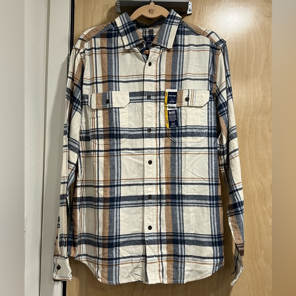 George Men’s Cream and Blue Casual Button Down Shirt
